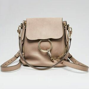NWOT CHLOE Motty Grey/Tan Leather/Suede Medium Faye Backpack